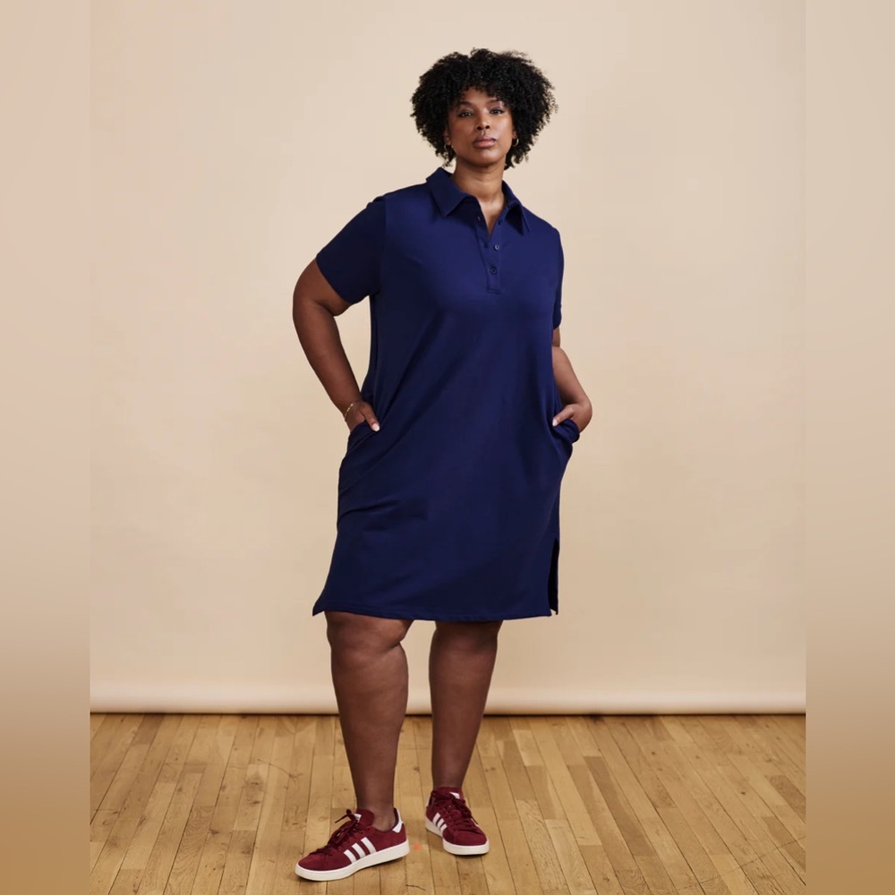 NWT University Standard | Varsity French Terry Polo Dress|Cenote (blue)|Size 18